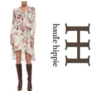 HAUTE HIPPIE MINI SILK WOMEN’S DRESS Multicolor Floral M26 sz M
